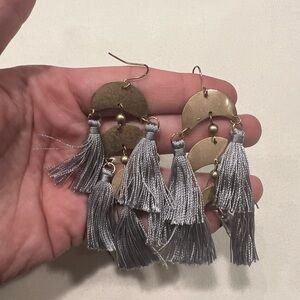 Elegant Gold and Silver Tassel Earrings